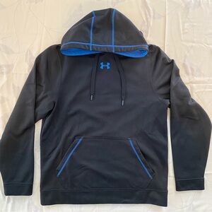 Vintage Under Armour Black + Blue Hoodie